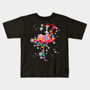 Beagle riding Flamingo Christmas Kids T-Shirt